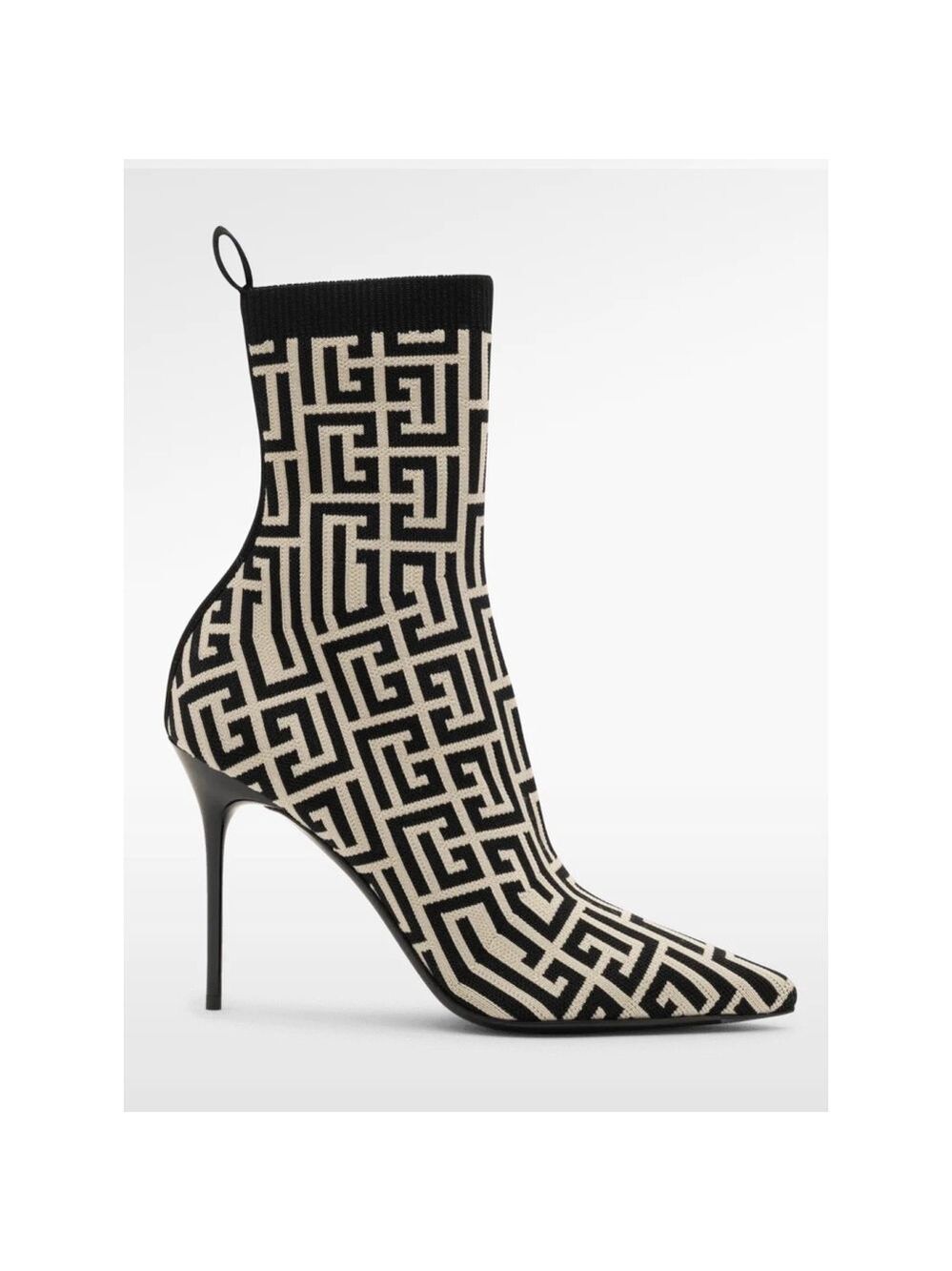 Balmain Skye Stretch Knit Ankle Boots EU 37 Monogram Pattern Made in Italy - Picture 1 of 16